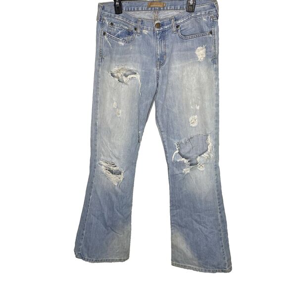 Vintage ABERCROMBIE & FITCH Jeans Flare Low Rise Distressed Y2K 90s Womens 10R - Picture 1 of 13
